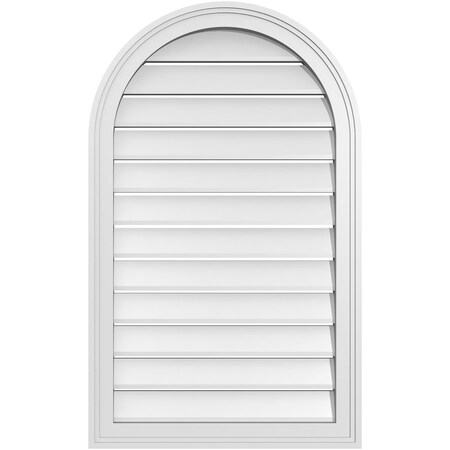 Ekena Millwork Round Top Surface Mount PVC Gable Vent: Functional, w/ 2"W x 1-1/2"P Brickmould Frame, 22"W x 36"H GVPRT22X3602SF